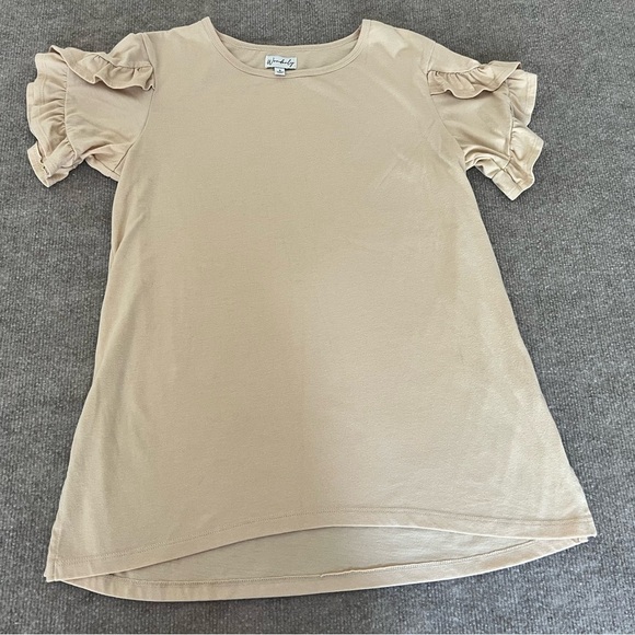 Wonderly Tan Ruffle Sleeve Blouse - Picture 1 of 2